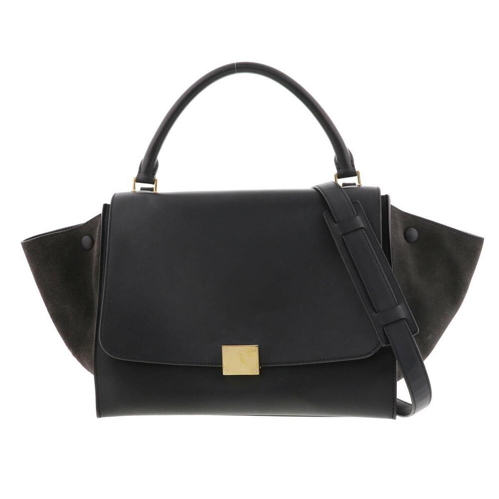 CELINE Trapeze Leather Handbag BlackNavy Bag Black